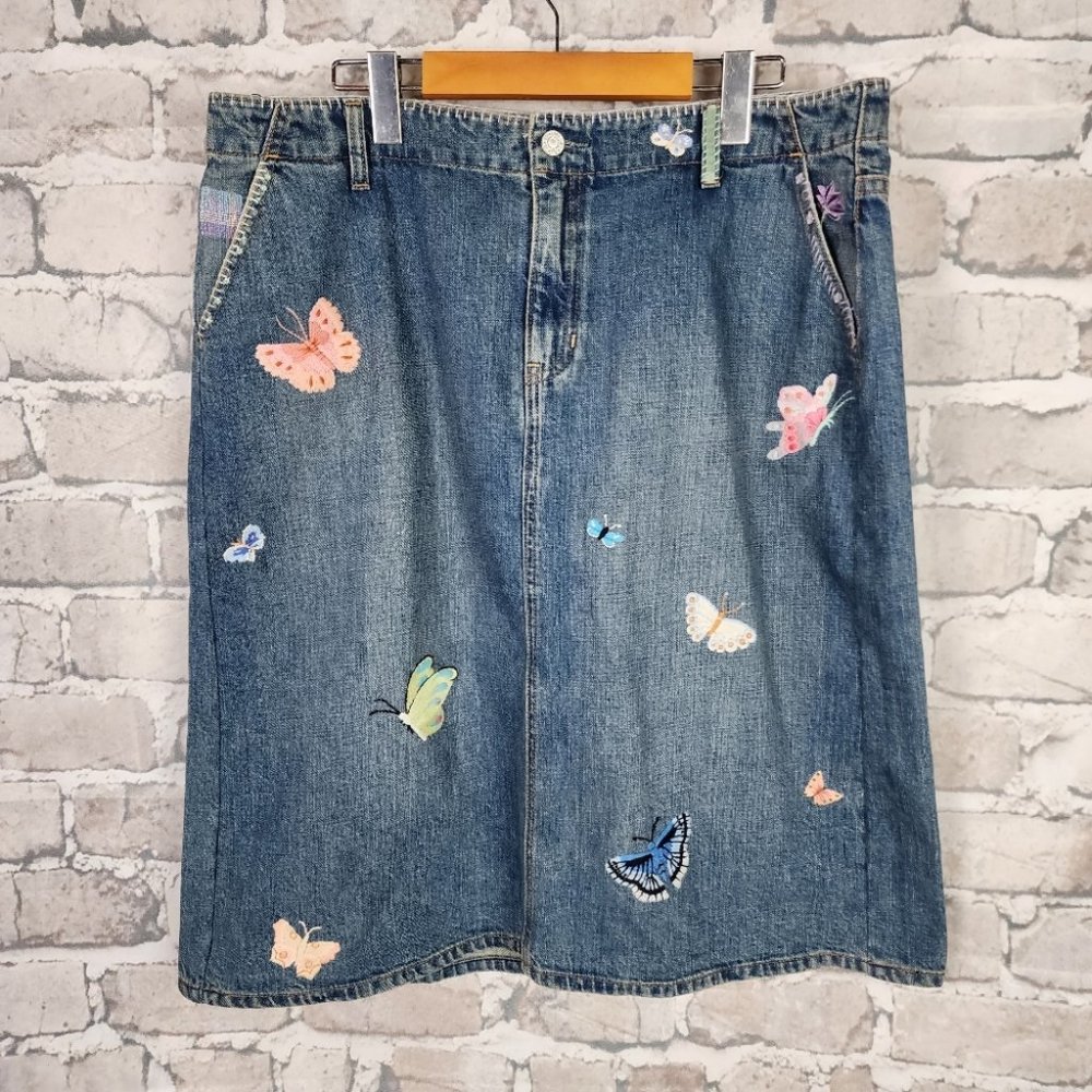 GAP Blue A-Line Midi Skirt Casual Resort Wear